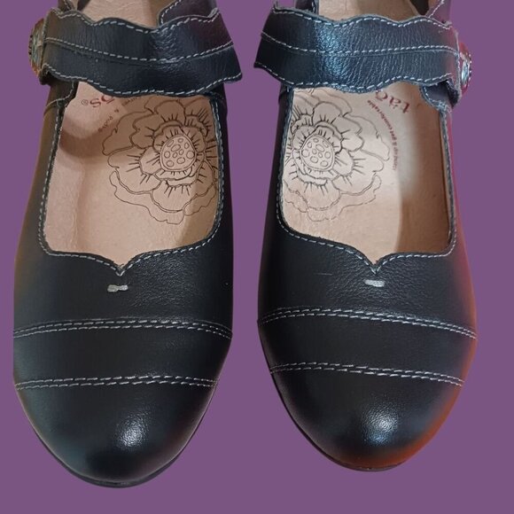 Taos Angel Mary Jane Black Leather With Strap Size 8 - Picture 4 of 16